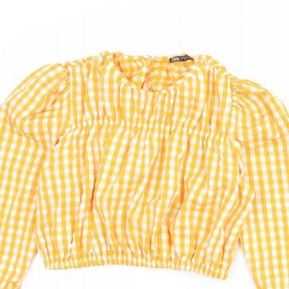 Womens UK Size S Zara Orange Basic Blouse