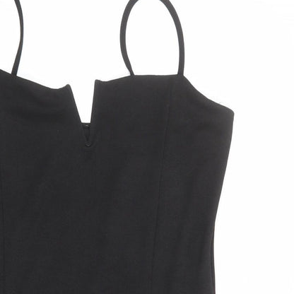 New Look Womens Black Polyester Bodysuit One-Piece Size 8 Snap