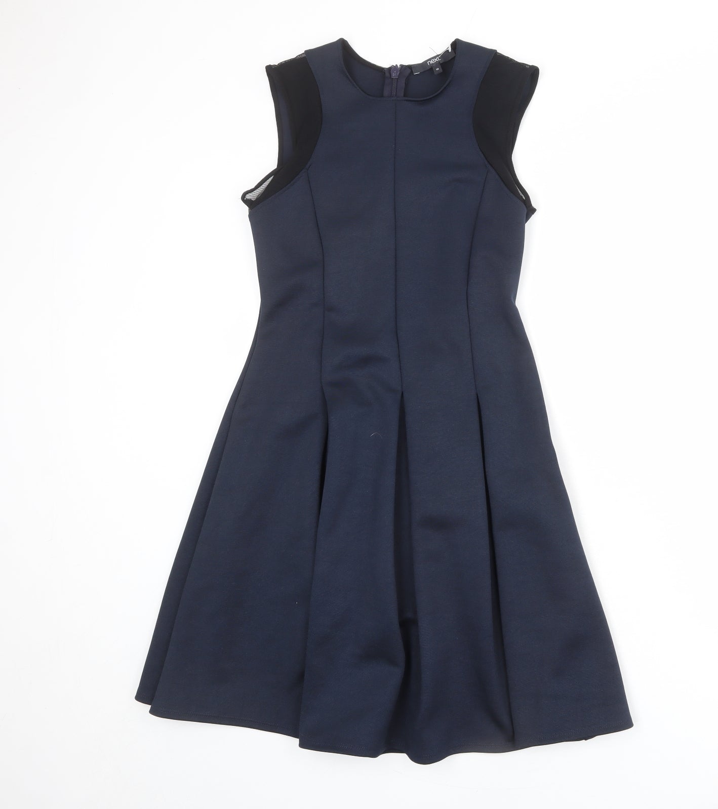 NEXT Womens Blue Polyester Shift Size 10 Round Neck Zip