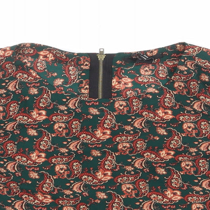FOREVER 21 Womens Green Paisley Polyester Basic Blouse Size M Round Neck