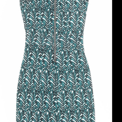 H&M Womens Multicoloured Geometric Polyester Bodycon Size XS Round Neck Zip