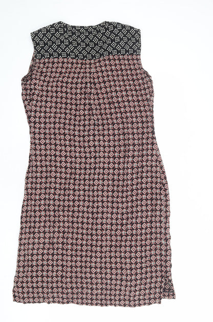 Per Una Womens Multicoloured Geometric Viscose A-Line Size 12 V-Neck Button