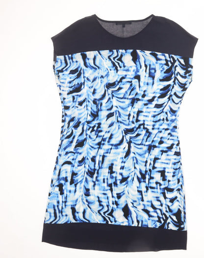 NEXT Womens Blue Geometric Polyester Shift Size 12 Round Neck Pullover