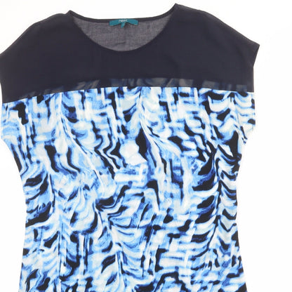NEXT Womens Blue Geometric Polyester Shift Size 12 Round Neck Pullover