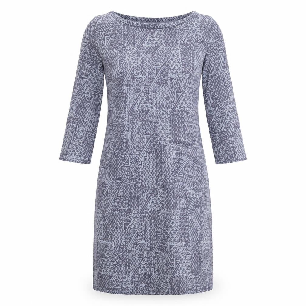 Per Una Womens Blue Geometric Polyester A-Line Size 8 Boat Neck Pullover