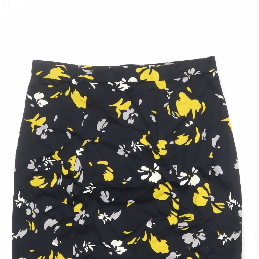 Great Plains Womens Black Geometric Cotton Straight & Pencil Skirt Size 8 Zip