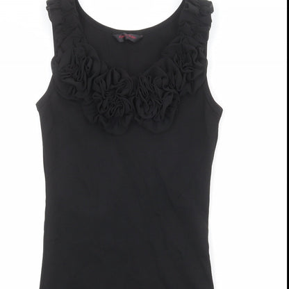 Miss Selfridge Womens Black Cotton Bodycon Size 8 Round Neck Pullover