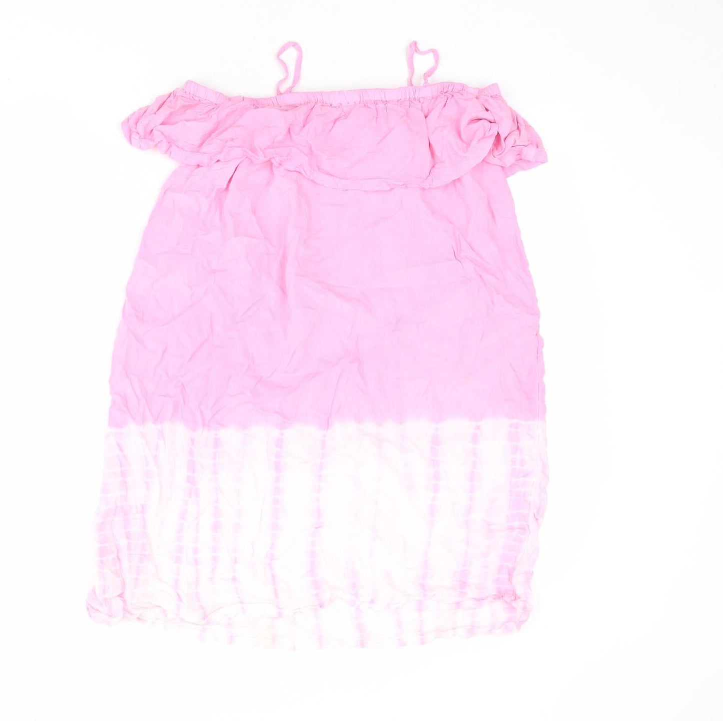 Marks and Spencer Girls Pink Viscose A-Line Size 11-12 Years Off the Shoulder Pullover - Tie Dye