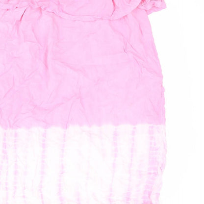 Marks and Spencer Girls Pink Viscose A-Line Size 11-12 Years Off the Shoulder Pullover - Tie Dye