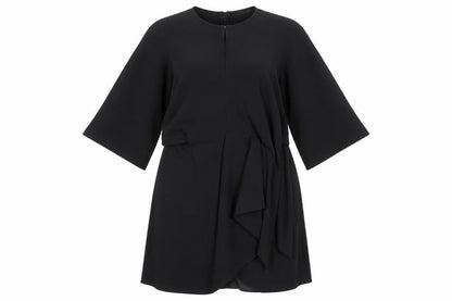 Topshop Womens Black Polyester A-Line Size 10 Round Neck Zip