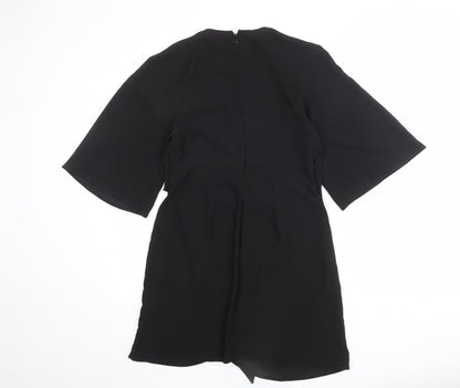 Topshop Womens Black Polyester A-Line Size 10 Round Neck Zip