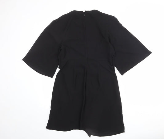 Topshop Womens Black Polyester A-Line Size 10 Round Neck Zip