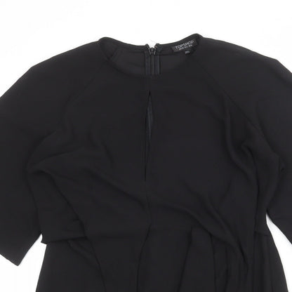 Topshop Womens Black Polyester A-Line Size 10 Round Neck Zip