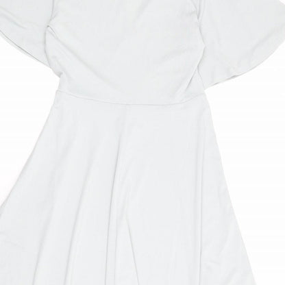 H&M Womens Blue Polyester Wrap Dress Size S V-Neck Tie - Butterfly Sleeves