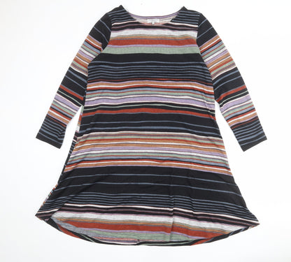 Cerulean Collection Womens Multicoloured Striped Polyester T-Shirt Dress Size L Boat Neck Pullover