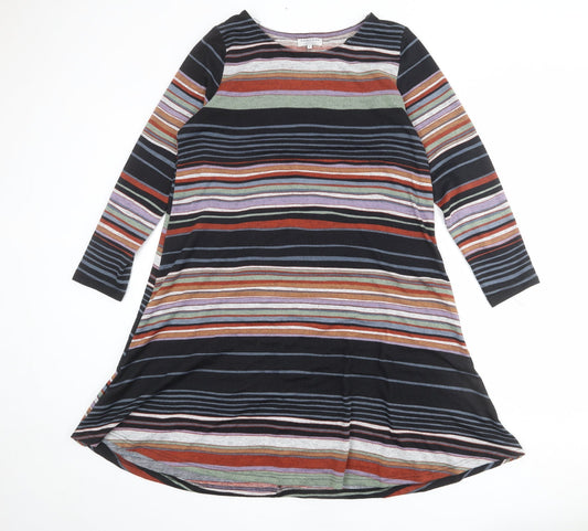 Cerulean Collection Womens Multicoloured Striped Polyester T-Shirt Dress Size L Boat Neck Pullover