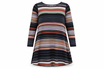 Cerulean Collection Womens Multicoloured Striped Polyester T-Shirt Dress Size L Boat Neck Pullover