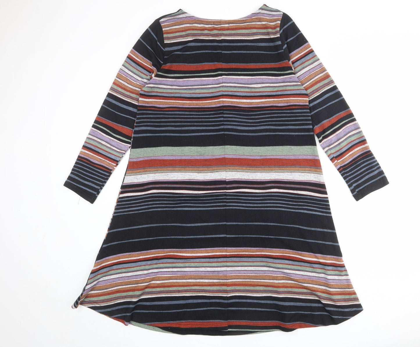 Cerulean Collection Womens Multicoloured Striped Polyester T-Shirt Dress Size L Boat Neck Pullover