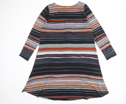 Cerulean Collection Womens Multicoloured Striped Polyester T-Shirt Dress Size L Boat Neck Pullover