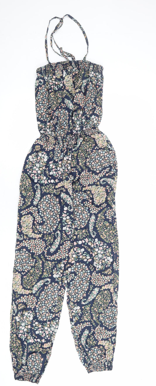 H&M Womens Multicoloured Geometric Polyester Jumpsuit One-Piece Size 10 L26 in Tie