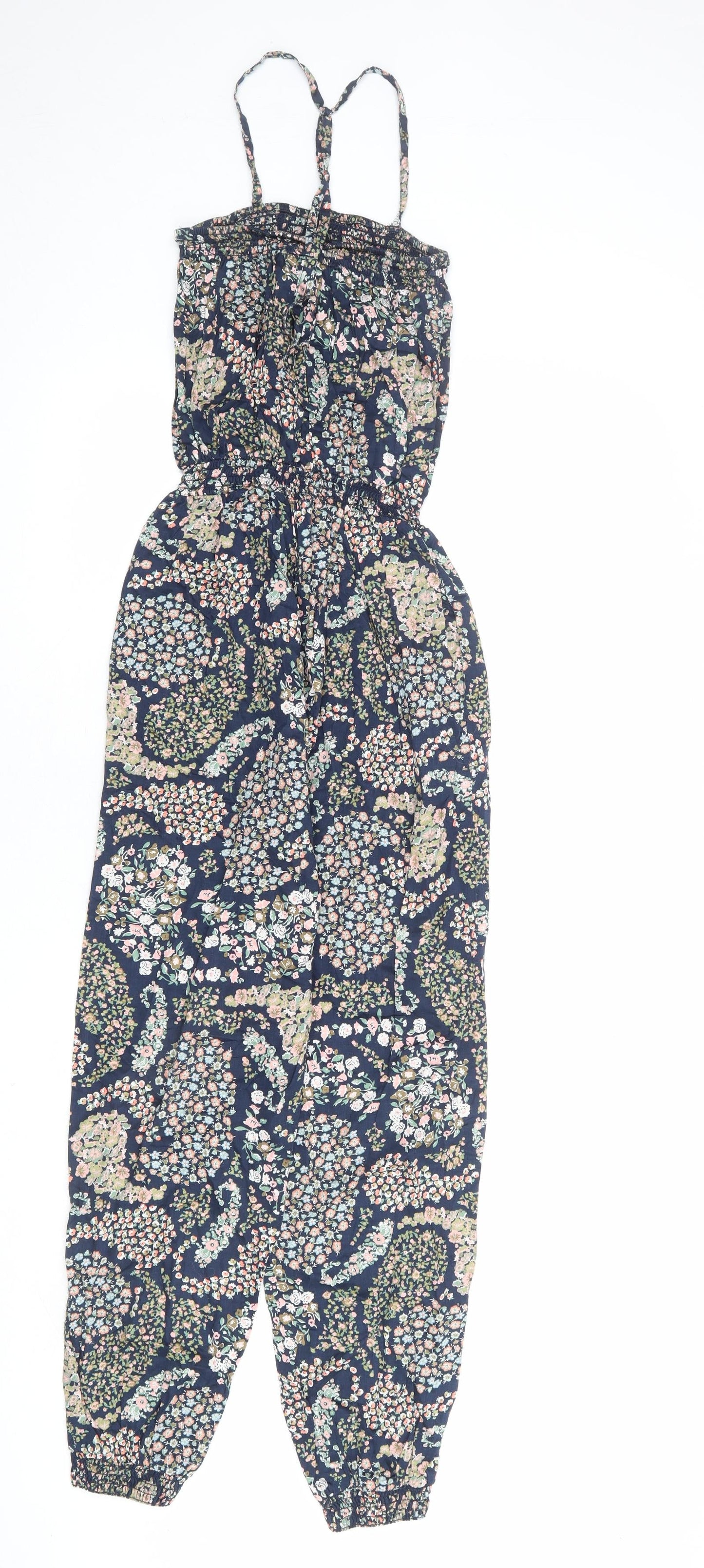 H&M Womens Multicoloured Geometric Polyester Jumpsuit One-Piece Size 10 L26 in Tie