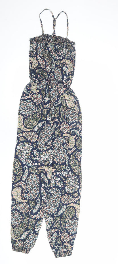 H&M Womens Multicoloured Geometric Polyester Jumpsuit One-Piece Size 10 L26 in Tie