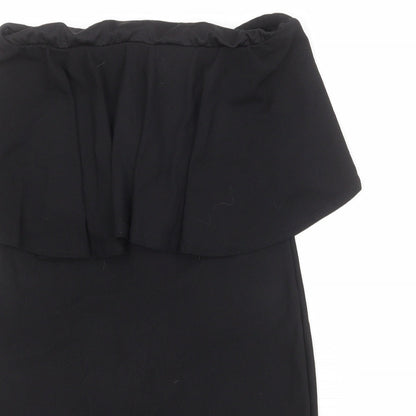 PRETTYLITTLETHING Womens Black Polyester Straight & Pencil Skirt Size 12 Zip - Peplum style