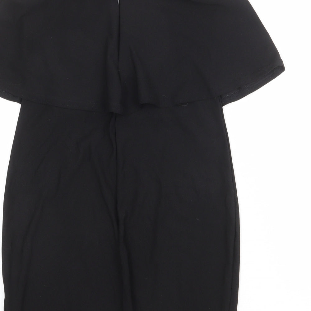 PRETTYLITTLETHING Womens Black Polyester Straight & Pencil Skirt Size 12 Zip - Peplum style