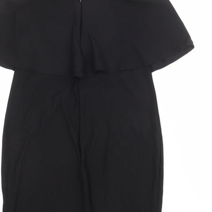 PRETTYLITTLETHING Womens Black Polyester Straight & Pencil Skirt Size 12 Zip - Peplum style