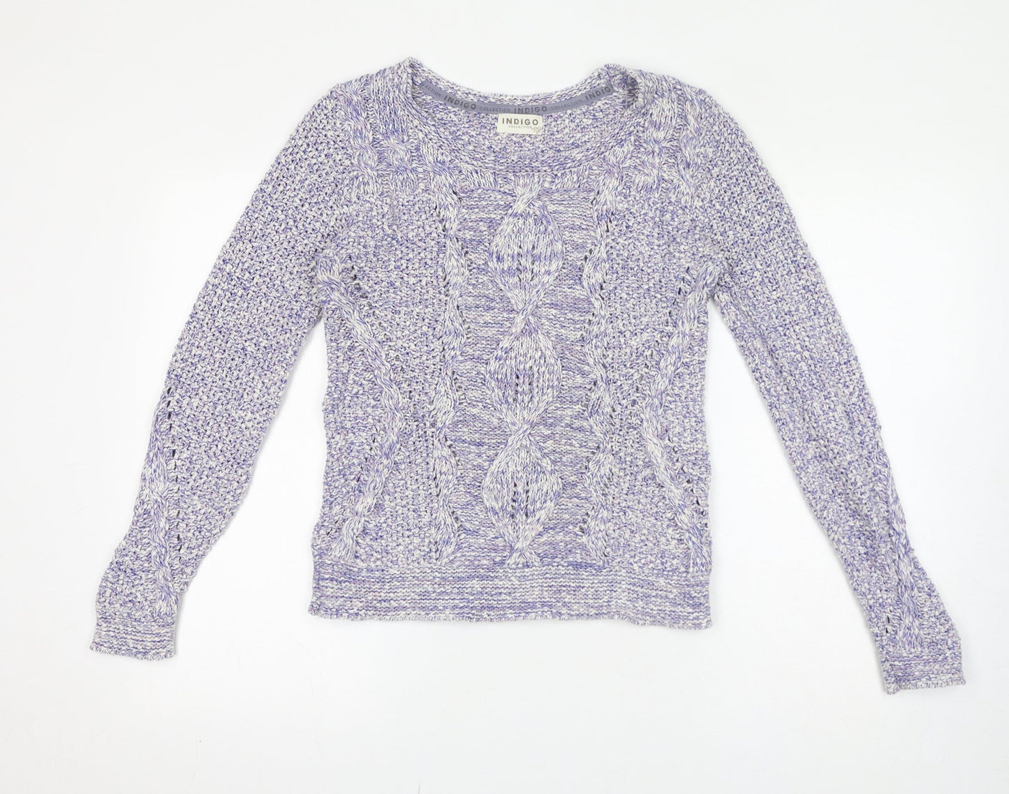 Indigo Womens Purple Round Neck 100% Cotton Pullover Jumper Size 8