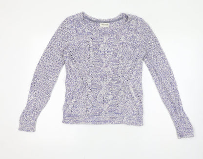 Indigo Womens Purple Round Neck 100% Cotton Pullover Jumper Size 8