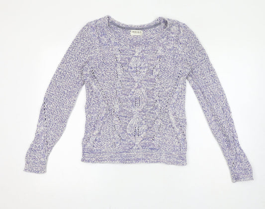 Indigo Womens Purple Round Neck 100% Cotton Pullover Jumper Size 8