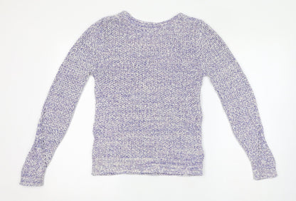 Indigo Womens Purple Round Neck 100% Cotton Pullover Jumper Size 8