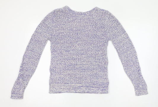 Indigo Womens Purple Round Neck 100% Cotton Pullover Jumper Size 8