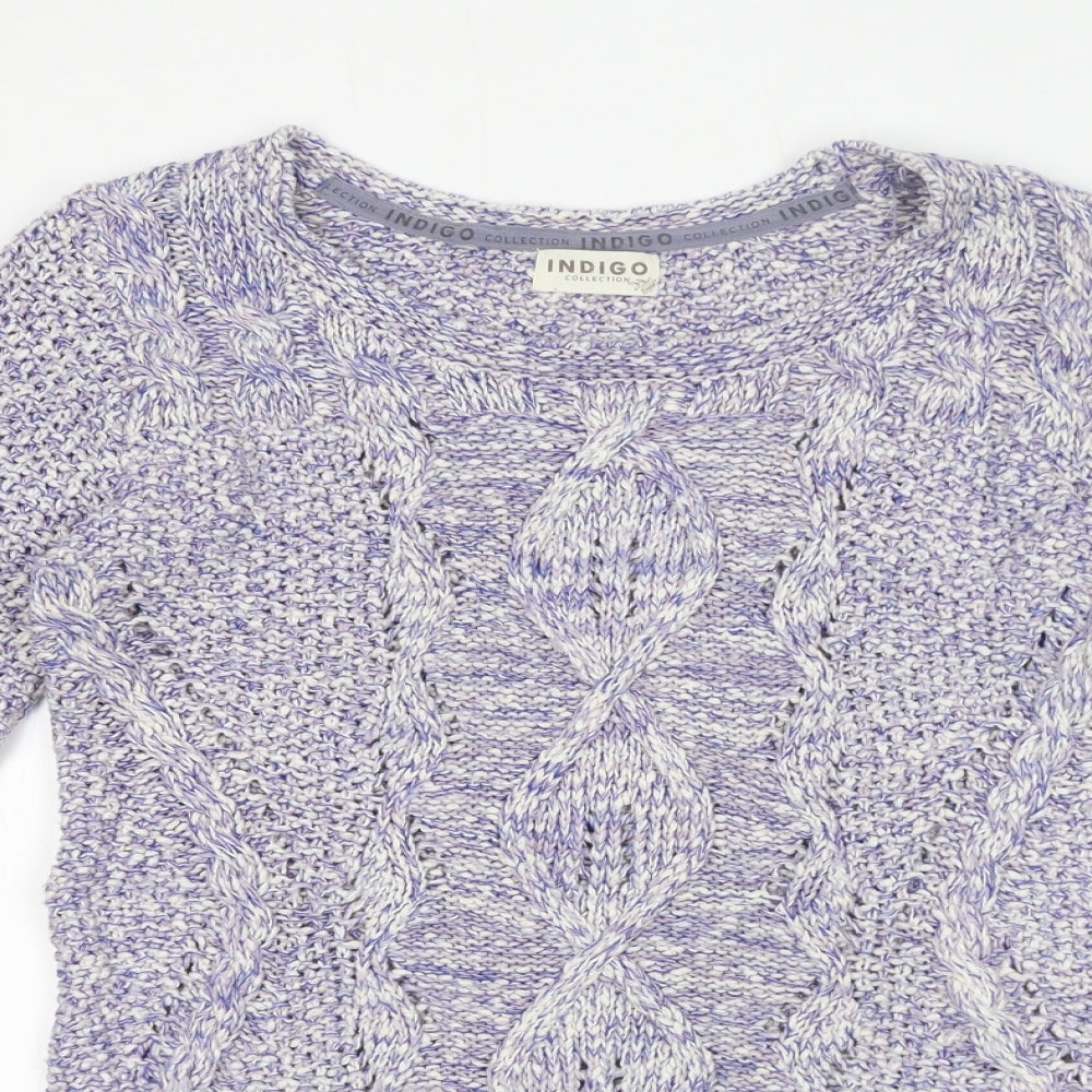 Indigo Womens Purple Round Neck 100% Cotton Pullover Jumper Size 8