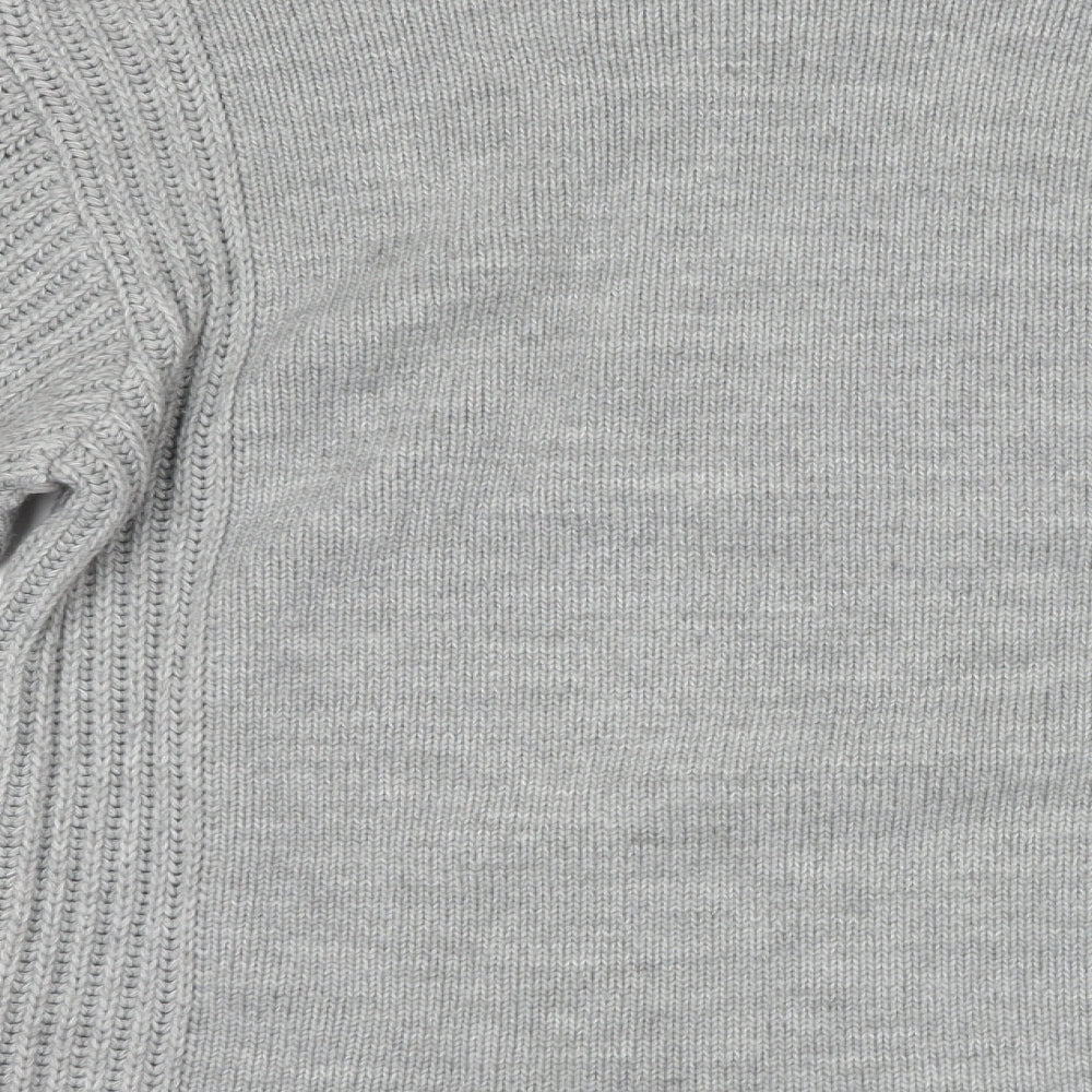 Lee Cooper Mens Grey V-Neck Acrylic Pullover Jumper Size M Long Sleeve