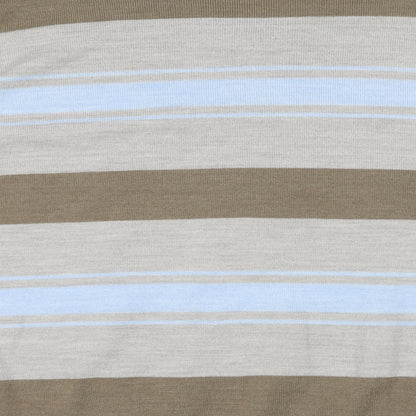 Terry de Havilland Mens Grey V-Neck Striped Acrylic Pullover Jumper Size XL Long Sleeve