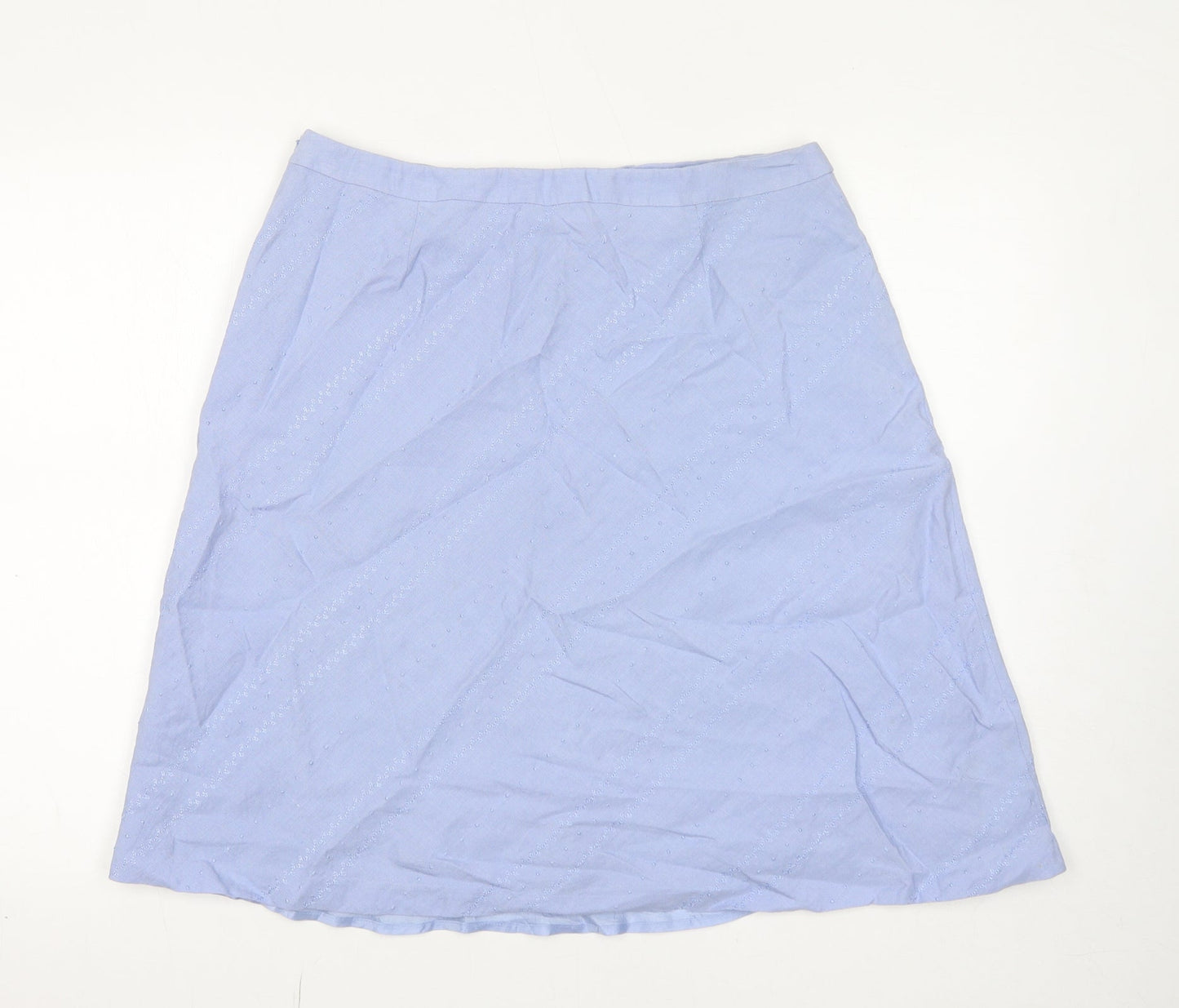 Ann Taylor Womens Purple Geometric Linen A-Line Skirt Size 12 Zip