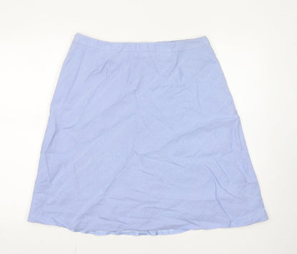 Ann Taylor Womens Purple Geometric Linen A-Line Skirt Size 12 Zip