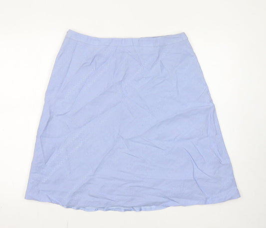 Ann Taylor Womens Purple Geometric Linen A-Line Skirt Size 12 Zip