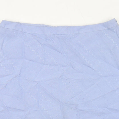 Ann Taylor Womens Purple Geometric Linen A-Line Skirt Size 12 Zip