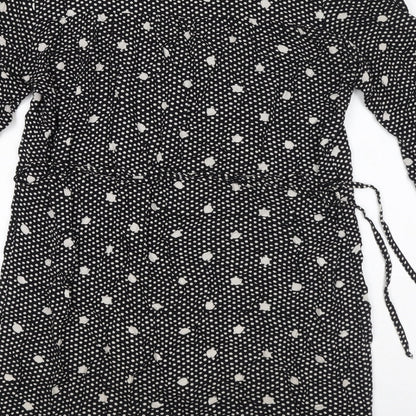 Only Womens Black Polka Dot Viscose A-Line Size 10 V-Neck Pullover