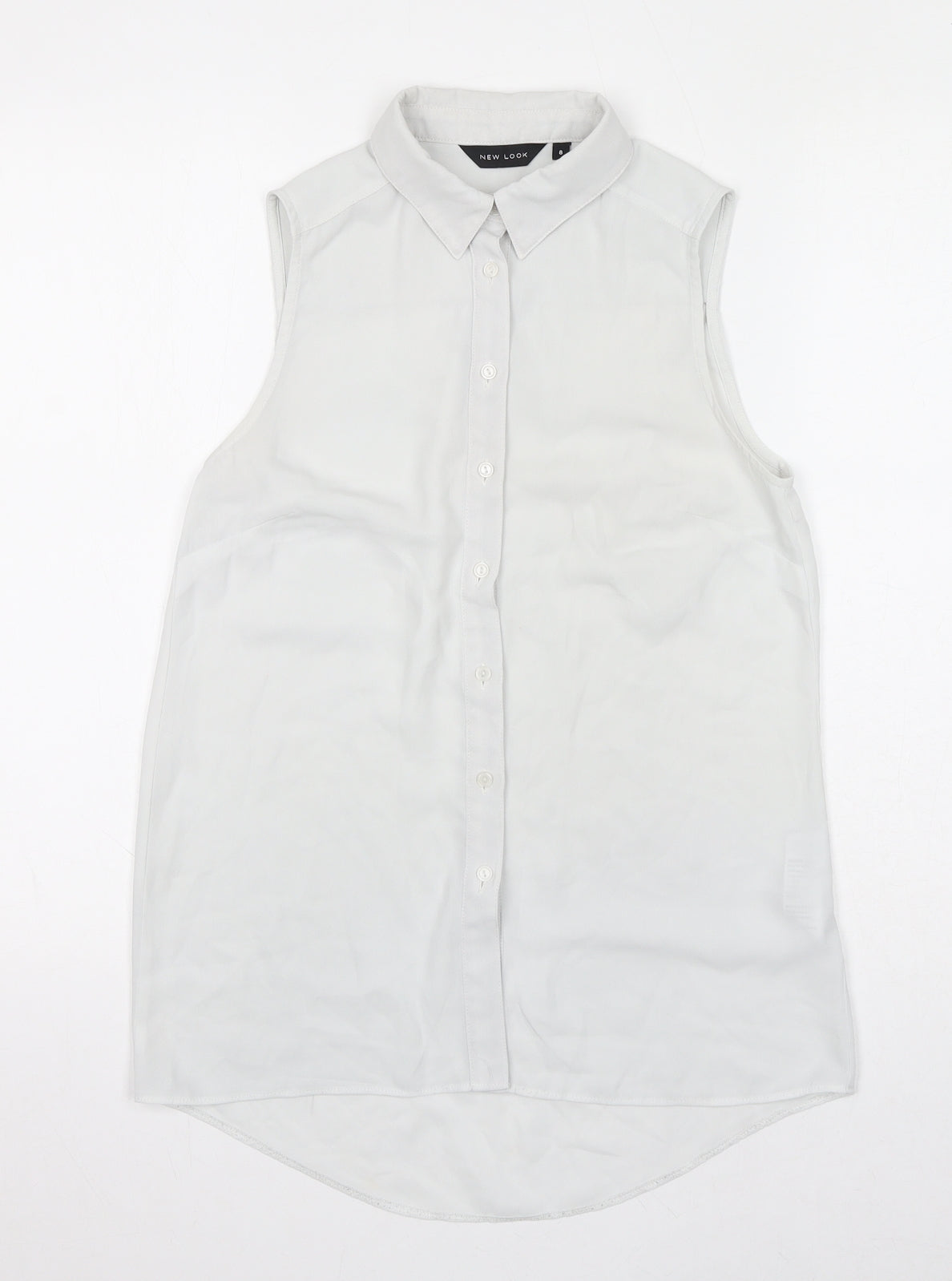 Womens UK Size 8 New Look White Basic Button-Up