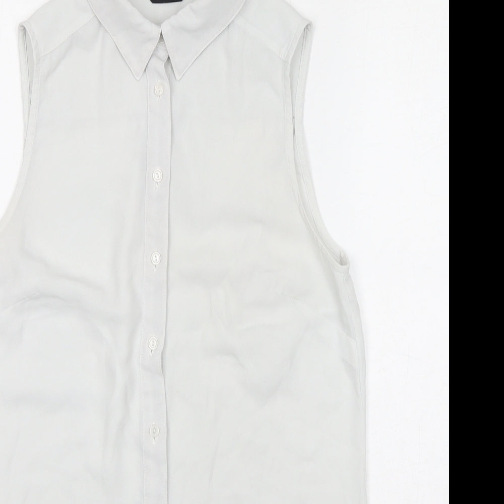 Womens UK Size 8 New Look White Basic Button-Up