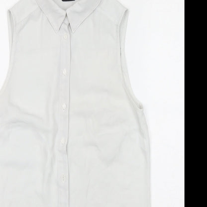 Womens UK Size 8 New Look White Basic Button-Up