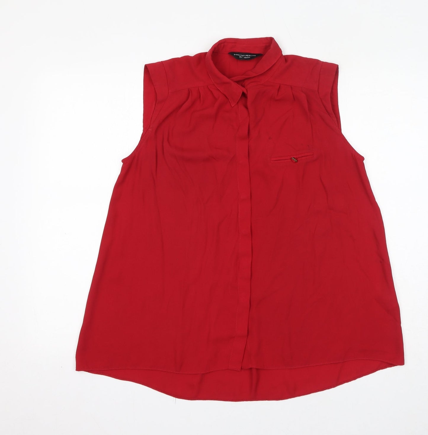 Womens UK Size 12 Dorothy Perkins Red Basic Button-Up