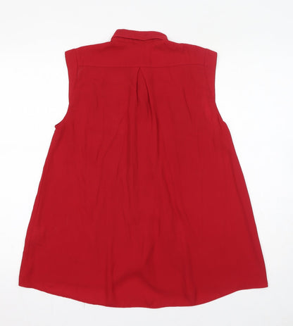 Womens UK Size 12 Dorothy Perkins Red Basic Button-Up