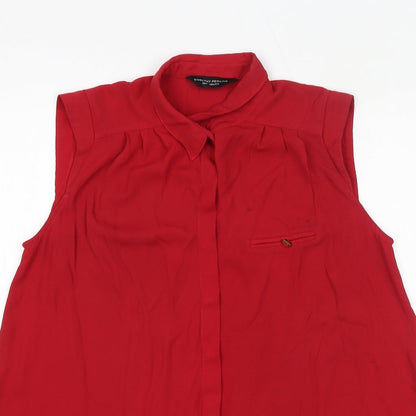 Womens UK Size 12 Dorothy Perkins Red Basic Button-Up