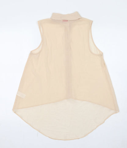 Miss Selfridge Womens Ivory Polyester Basic Button-Up Size 10 Collared