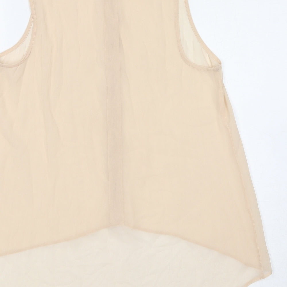 Miss Selfridge Womens Ivory Polyester Basic Button-Up Size 10 Collared